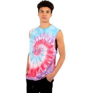Kuwalla Tee Tie Dye Muscle Tank Sleeveless Shirt Pink Blue Purple Sz XL
